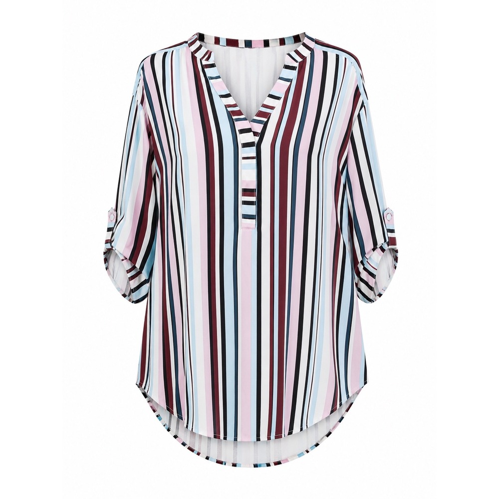 TORRID HARPER Striped Roll Tab Sleeve Tunic Top Plus Size 0 blouse large flowy